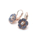 Earrings by Mariana Electric Blue Coll. Floral Aquamarine & Pearl Austrian Crystals - Image 2