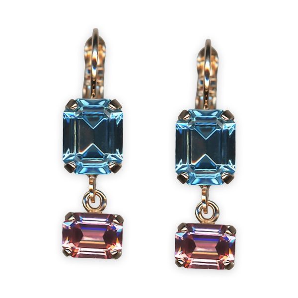 Earrings by Mariana Banana Split Coll. Exquisite Aquamarine & Rose Austrian Crystals