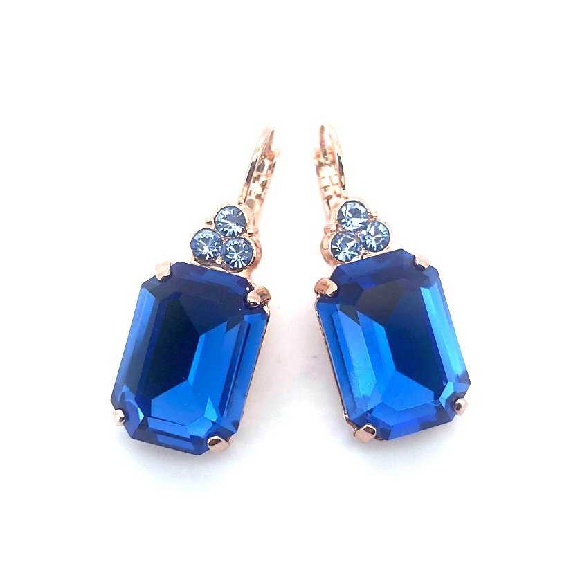 E-1225-1-1163-RG6 (1) Earrings By Mariana Woman Classy Royal Blue and Aquamarine Swarovski Crystals-RG - Image 1