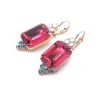 Earrings By Mariana Beautiful Rose and Aquamarine Swarovski Crystals