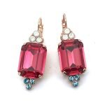 Earrings By Mariana Beautiful Rose and Aquamarine Swarovski Crystals - Image 2