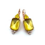 Earrings By Mariana Woman Exquisite Yellow Opal and Clear Swarovski Crystals