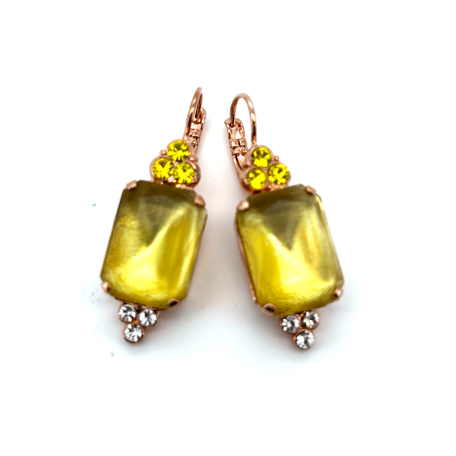 E-1283-1164-RG6 (2) Earrings By Mariana Woman Exquisite Yellow Opal and Clear Swarovski Crystals - Image 1