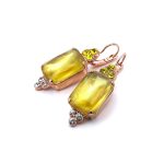 Earrings By Mariana Woman Exquisite Yellow Opal and Clear Swarovski Crystals - Image 2