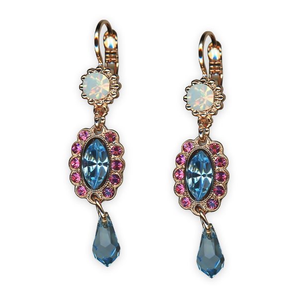 Earrings by Mariana Banana Split Coll. Adorable Aquamarine, White Opal, & Rose Austrian Crystals