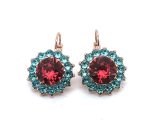 Earrings By Mariana Woman Floral Aquamarine and Rose Swarovski Crystals - Image 2
