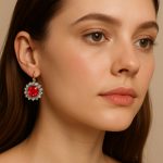 Earrings By Mariana Woman Floral Aquamarine and Rose Swarovski Crystals - Image 3