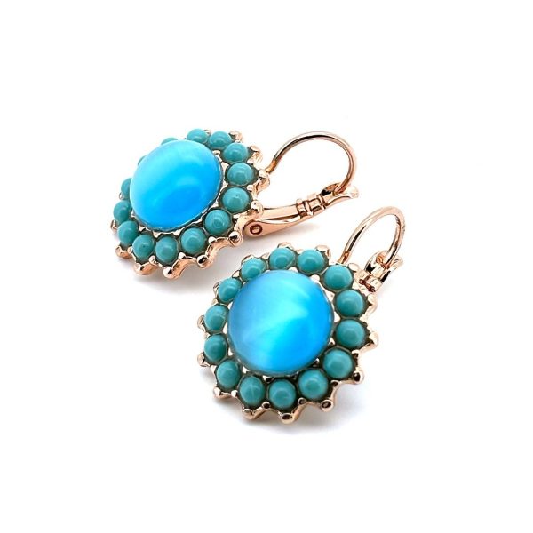 Earrings By Mariana Woman Fab Floral Blue Opal and Turquoise Swarovski Crystals