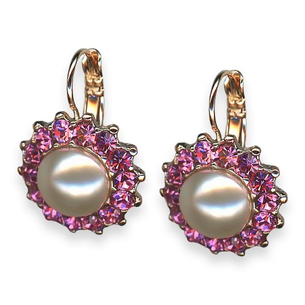 Earrings By Mariana Woman Lovely Pearl and Rose Swarovski Crystals