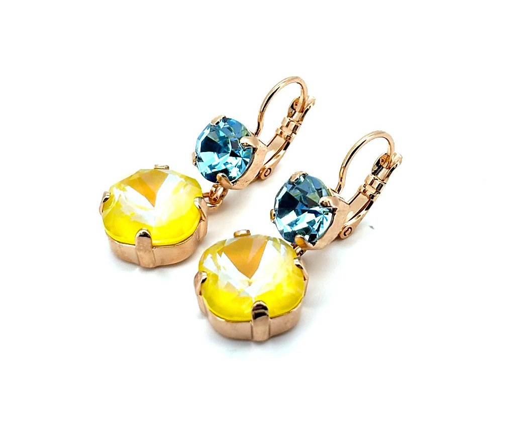 E-1326-0-1161-RG6 (1) Earrings By Mariana Charming Aquamarine and Sunshine Delight Swarovski Crystals - Image 1