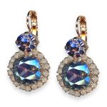 Earrings by Mariana Electric Blue Coll. Shimmering Royal Purple & White Opal Austrian Crystals - Image 2