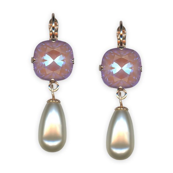 Earrings by Mariana Banana Split Coll. Alluring Sun Kissed Lavender & Coated Pearl Austrian Crystals
