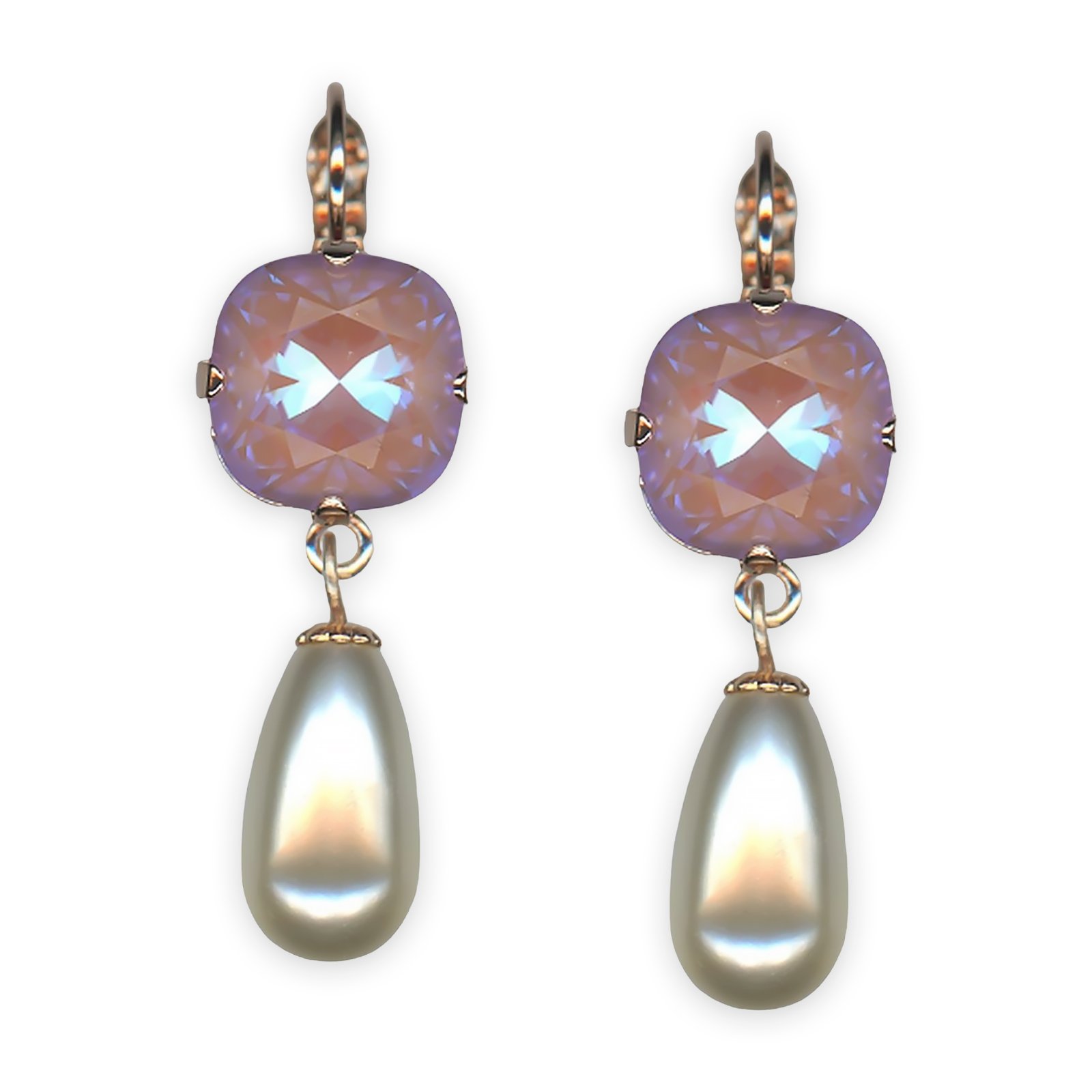 E-1326-40-1146-RG6 (1) Earrings by Mariana Banana Split Coll. Alluring Sun Kissed Lavender & Coated Pearl Austrian Crystals - Image 1