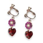 Earrings by Mariana Roxanne Coll. Precious Pearl, Siam, & Fuchsia Austrian Crystals - Image 3
