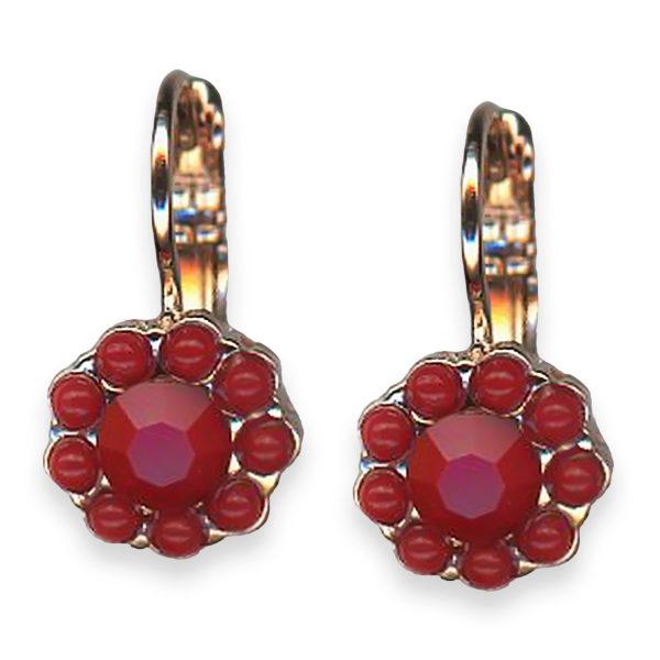 Earrings by Mariana Pretty Woman Coll. Fab Floral Red Coral Austrian Crystals