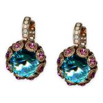 Earrings by Mariana Banana Split Coll. Finely Detailed Aquamarine, Rose, & White Opal Austrian Crystals - Image 2