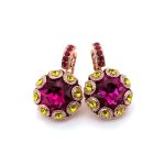 Earrings By Mariana Woman Floral Fuchsia and Siam Swarovski Crystals