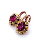 Earrings By Mariana Woman Floral Fuchsia and Siam Swarovski Crystals - Image 3