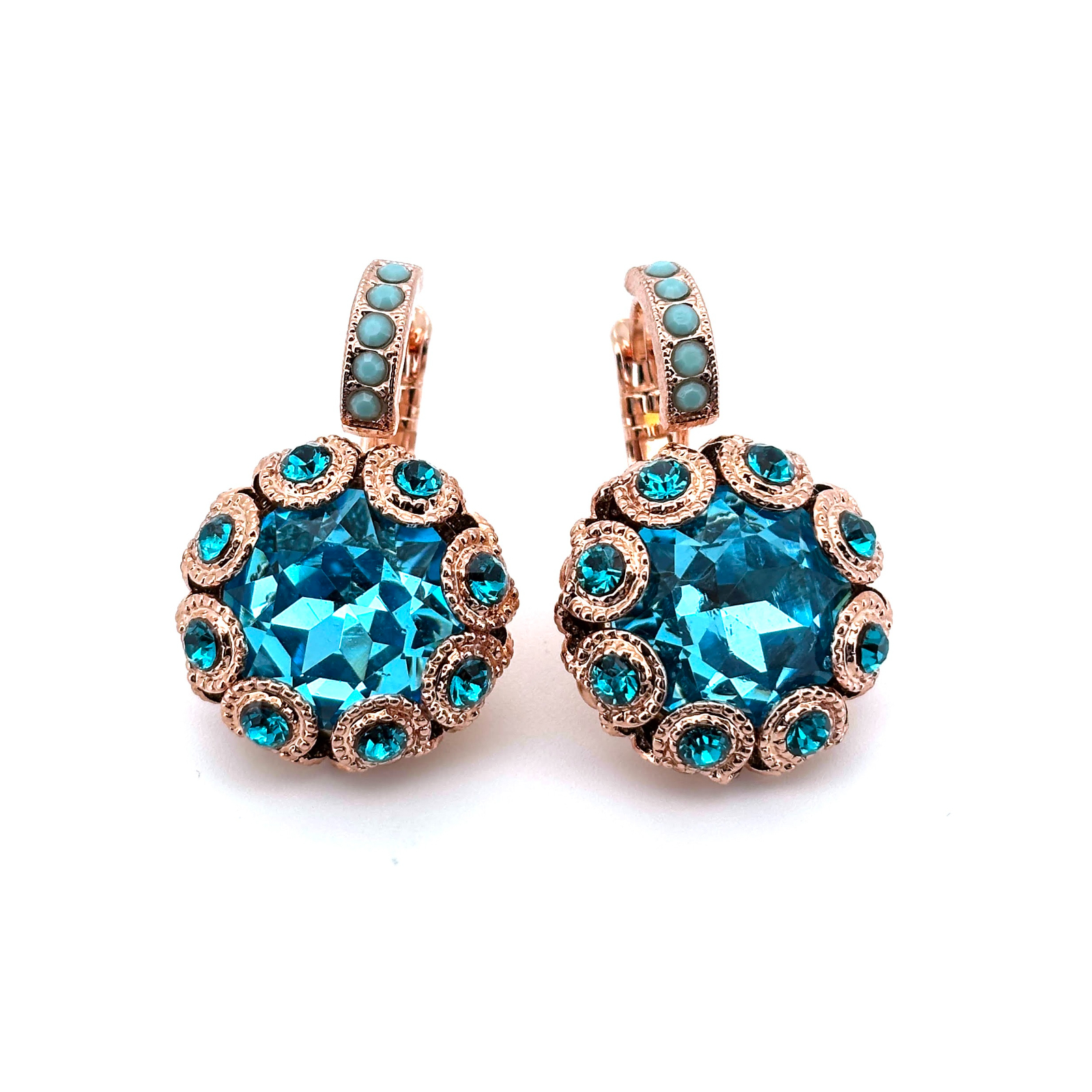 E-1386-1162-RG6 (1) Earrings By Mariana Woman Timeless Blue Zircon and Turquoise Swarovski Crystals - Image 1