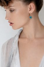 Earrings By Mariana Woman Timeless Blue Zircon and Turquoise Swarovski Crystals - Image 3
