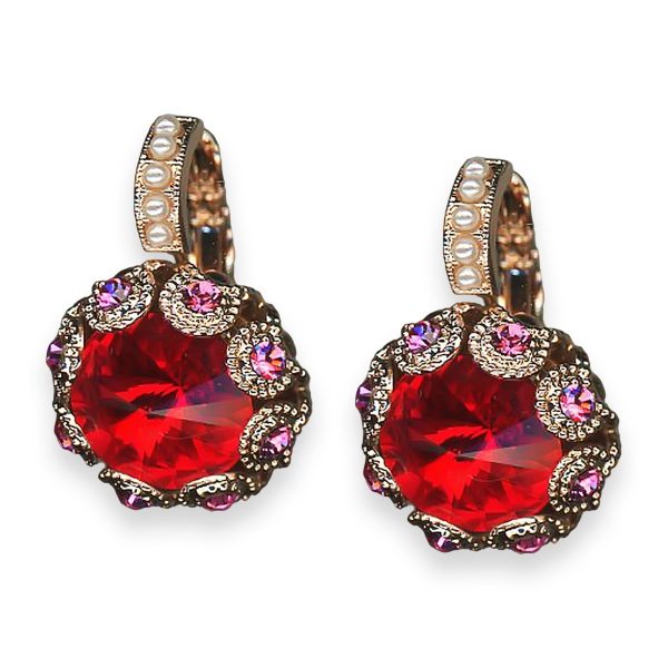 Earrings By Mariana Woman Adorable Siam and Rose Swarovski Crystals