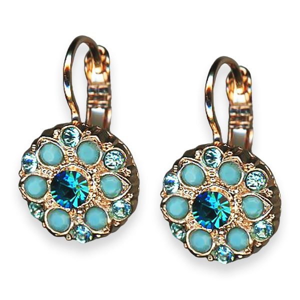 Earrings By Mariana Woman Floral Turquoise and Blue Zircon Swarovski Crystals