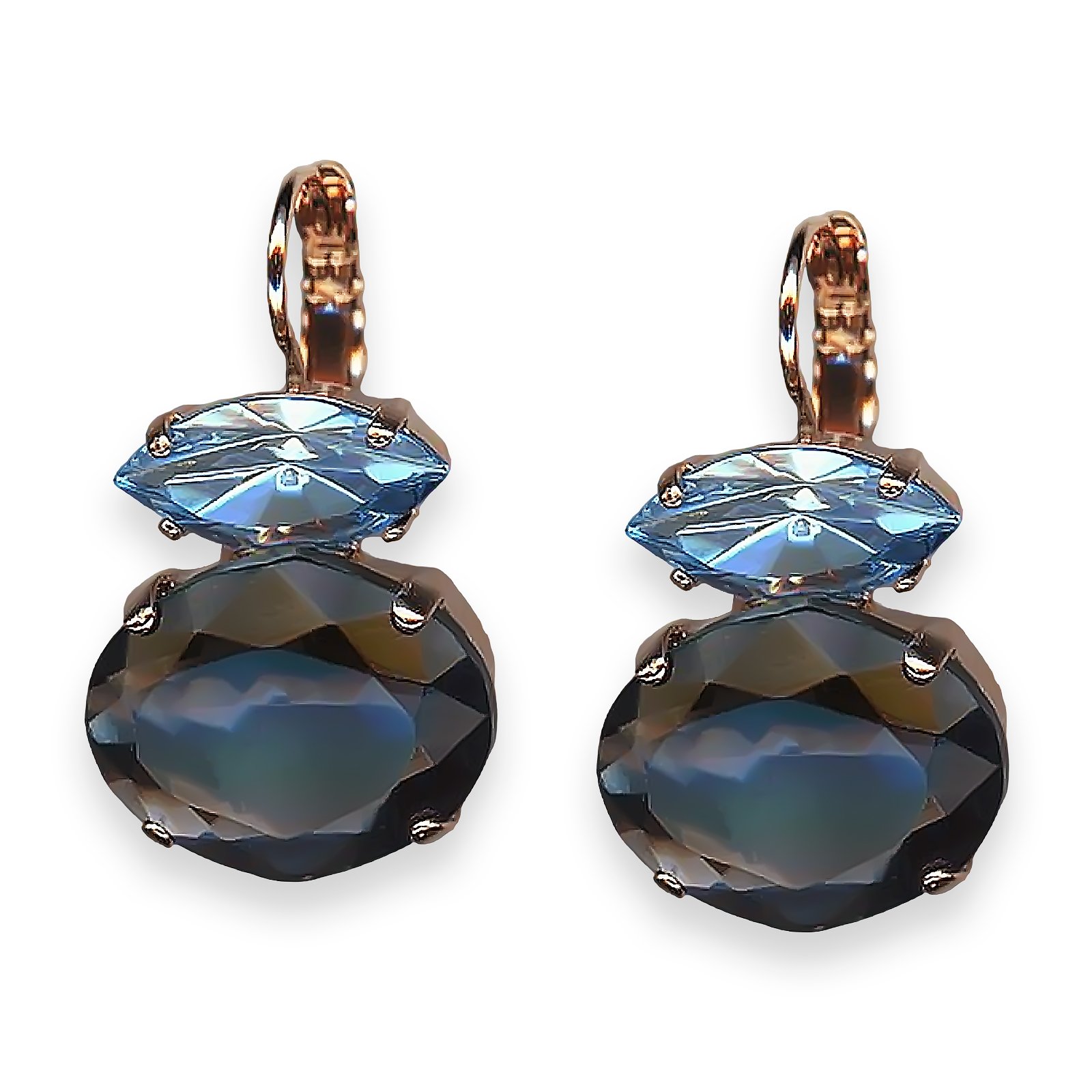 E-1403-1-1163-RG6 (1) Earrings by Mariana Electric Blue Coll. Simply Elegant Denim Blue & Aquamarine Austrian Crystals - Image 1