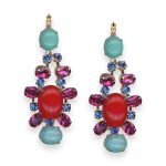 Earrings by Mariana Pretty Woman Coll. Sophisticated Fuchsia, Turq, Red Coral, & Royal Blue Austrian Crystals - Image 2