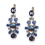 Earrings by Mariana Electric Blue Coll. Beautiful Denim Blue, Royal Purple, & Royal Blue Austrian Crystals - Image 3