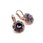 Earrings By Mariana Woman Lovely Royal Purple and Aquamarine Swarovski Crystals - Image 3