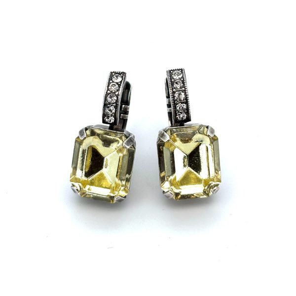 Earrings By Mariana Woman Elegant Light Yellow and Clear Swarovski Crystals