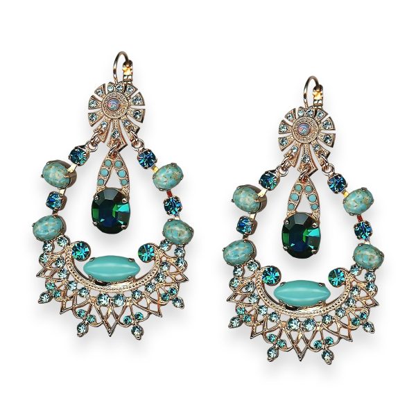 Earrings by Mariana Addicted to Love Coll. Boho Chic Turq, Emerald, Blue Zircon, & Aquamarine Austrian Crystals