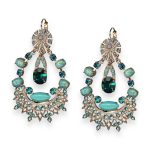 Earrings by Mariana Addicted to Love Coll. Boho Chic Turq, Emerald, Blue Zircon, & Aquamarine Austrian Crystals - Image 2