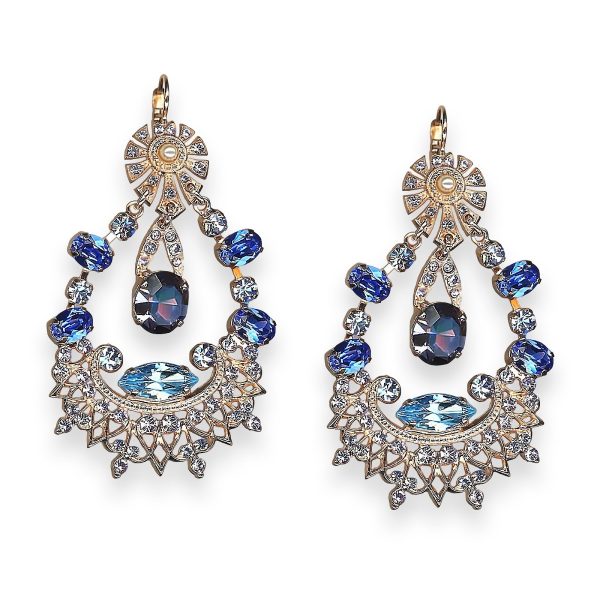 Earrings By Mariana Woman Gorgeous Royal Purple and Aquamarine Swarovski Crystals