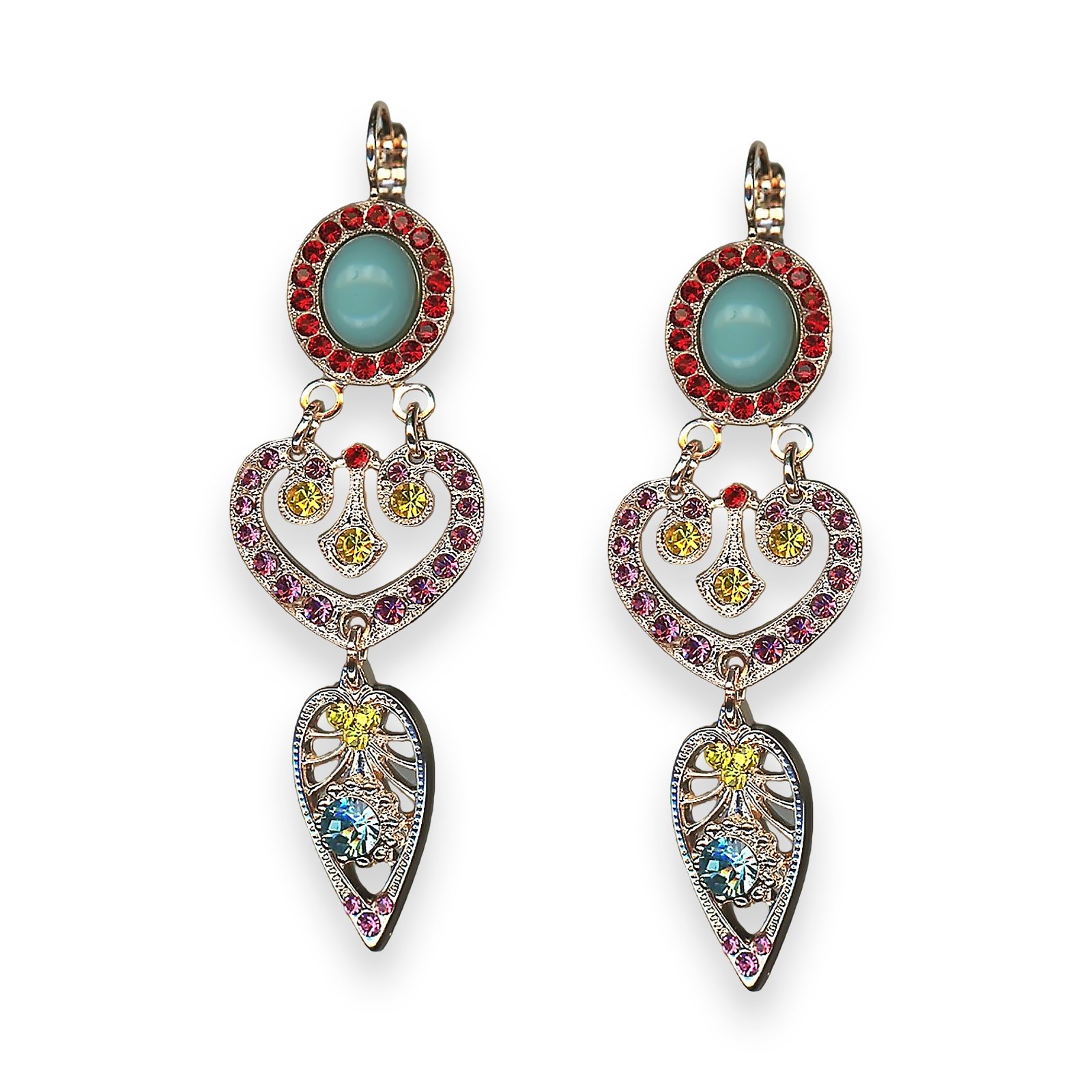 E-1423-1-1161-RG6 (1) Earrings by Mariana Pretty Woman Coll. Exquisite Turq, Siam, Fuchsia, Yellow, & Aqua Blue Austrian Crystals - Image 1