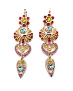 Earrings By Mariana Woman Boho Chic Siam, Yellow and Aqua Swarovski Crystals