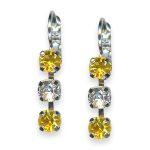 Earrings by Mariana Fields of Gold Coll. Triple Tier Lt Yellow & Clear Austrian Crystals