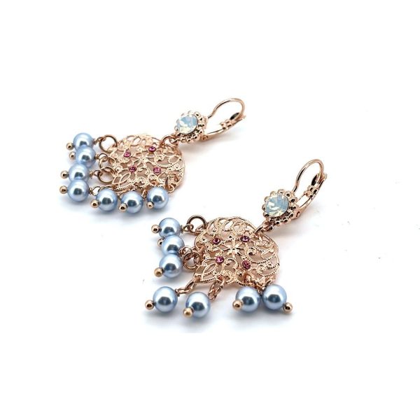 Earrings By Mariana Woman Boho Chic Opal and Rose Swarovski Crystals