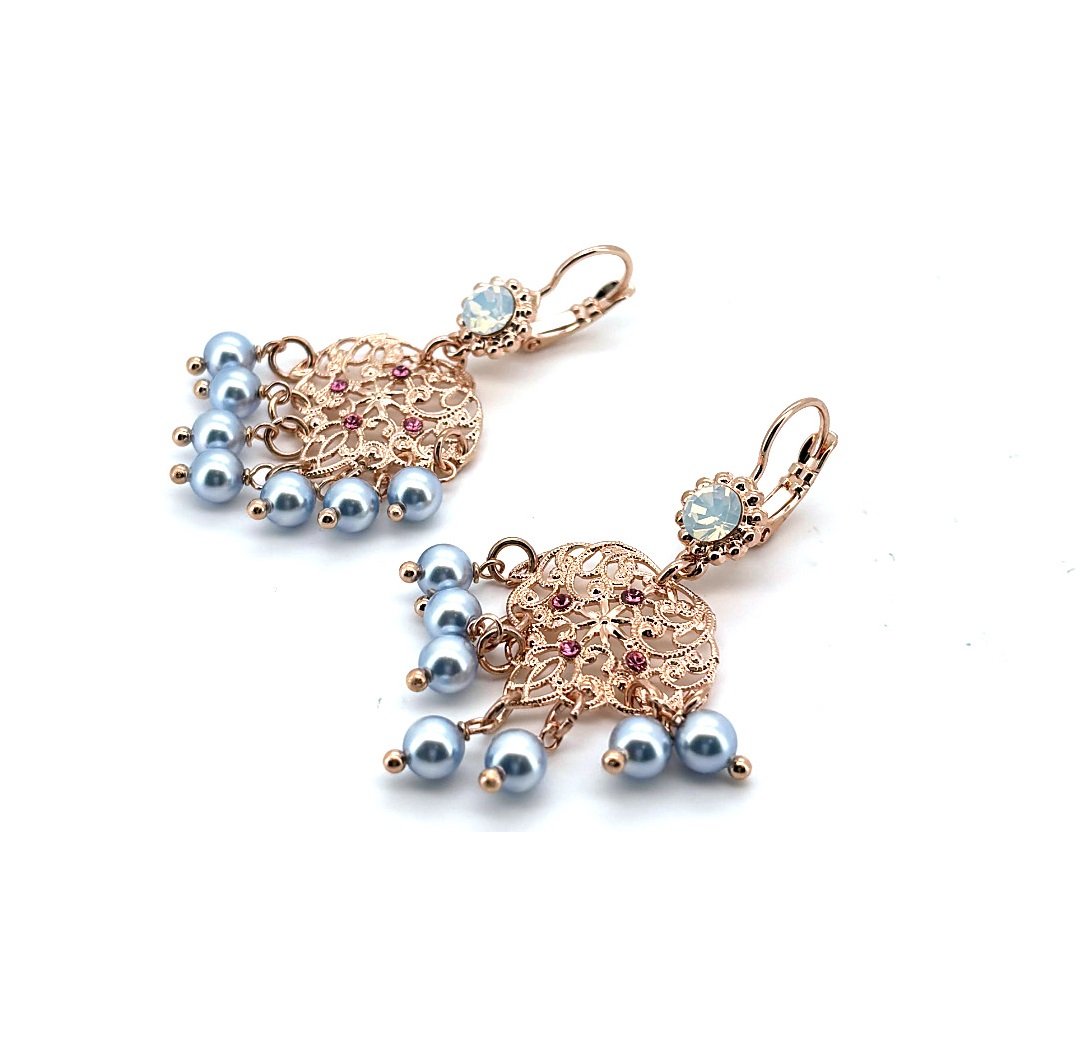 E-1433-1146-RG6 (1) Earrings By Mariana Woman Boho Chic Opal and Rose Swarovski Crystals - Image 1