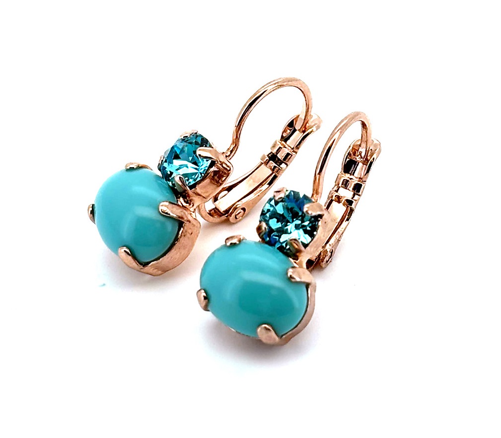 E-1462-1162-RG6 (3) Earrings By Mariana Woman Precious Turquoise and Aquamarine Swarovski Crystals - Image 1