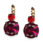Earrings By Mariana Woman Stunning Fuchsia and Siam Swarovski Crystals - Image 3