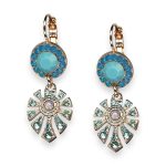 Earrings by Mariana Addicted to Love Coll. Dangling Turq, Caribbean Blue Opal, & Aquamarine Austrian Crystals - Image 2