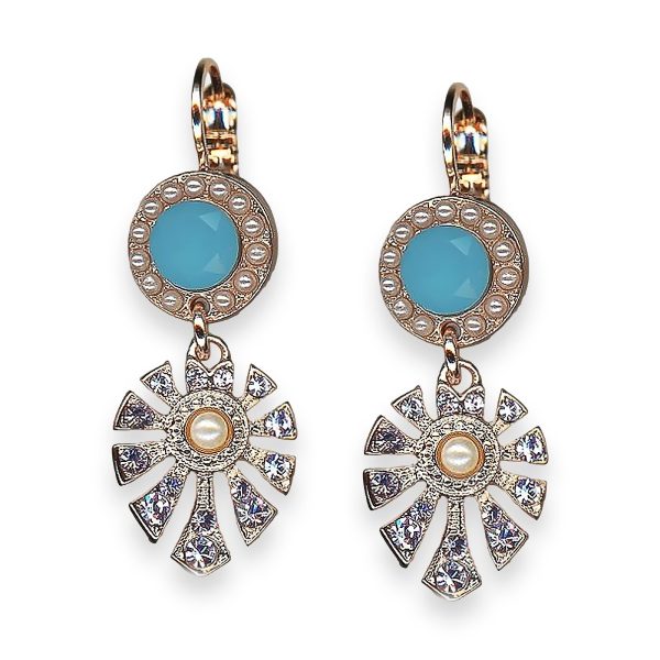 Earrings by Mariana Electric Blue Coll. Boho Chic Lt Caribbean Blue, Pearl, & Royal Purple Austrian Crystals