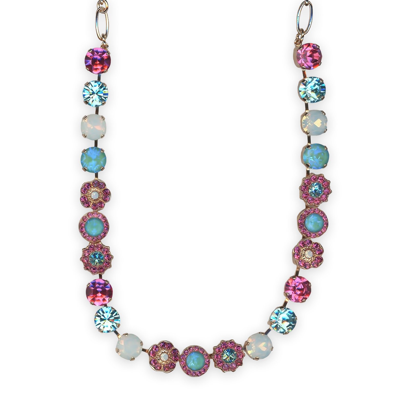 N-3045-1-1146-RG (1) Necklace by Mariana Banana Split Coll. Gorgeous Rose, Aquamarine, White Opal, & Sun Kissed Aqua Austrian Crystals - Image 1
