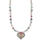 Necklace by Mariana Banana Split Coll. Heart Shaped White Shell Mineral, Aquamarine, White Opal, Pacific Opal, Rose, & Coated Pearl Austrian Crystals