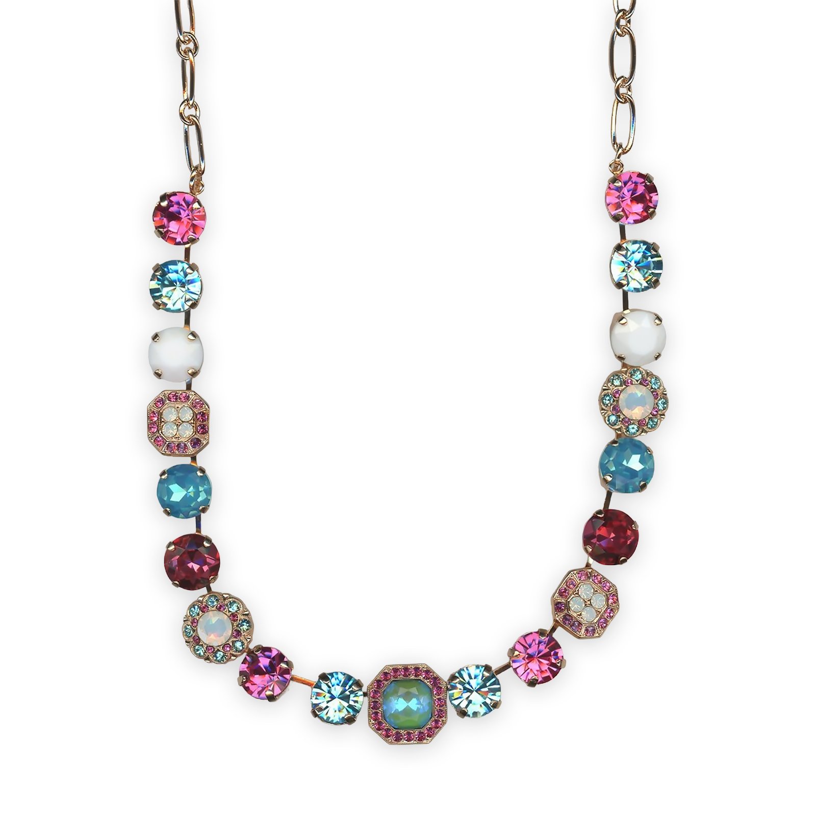 N-3174-10-1146-RG (1) Necklace by Mariana Banana Split Coll. Glamorous Rose, Aquamarine, White Opal, & Sun Kissed Aqua Austrian Crystals - Image 1