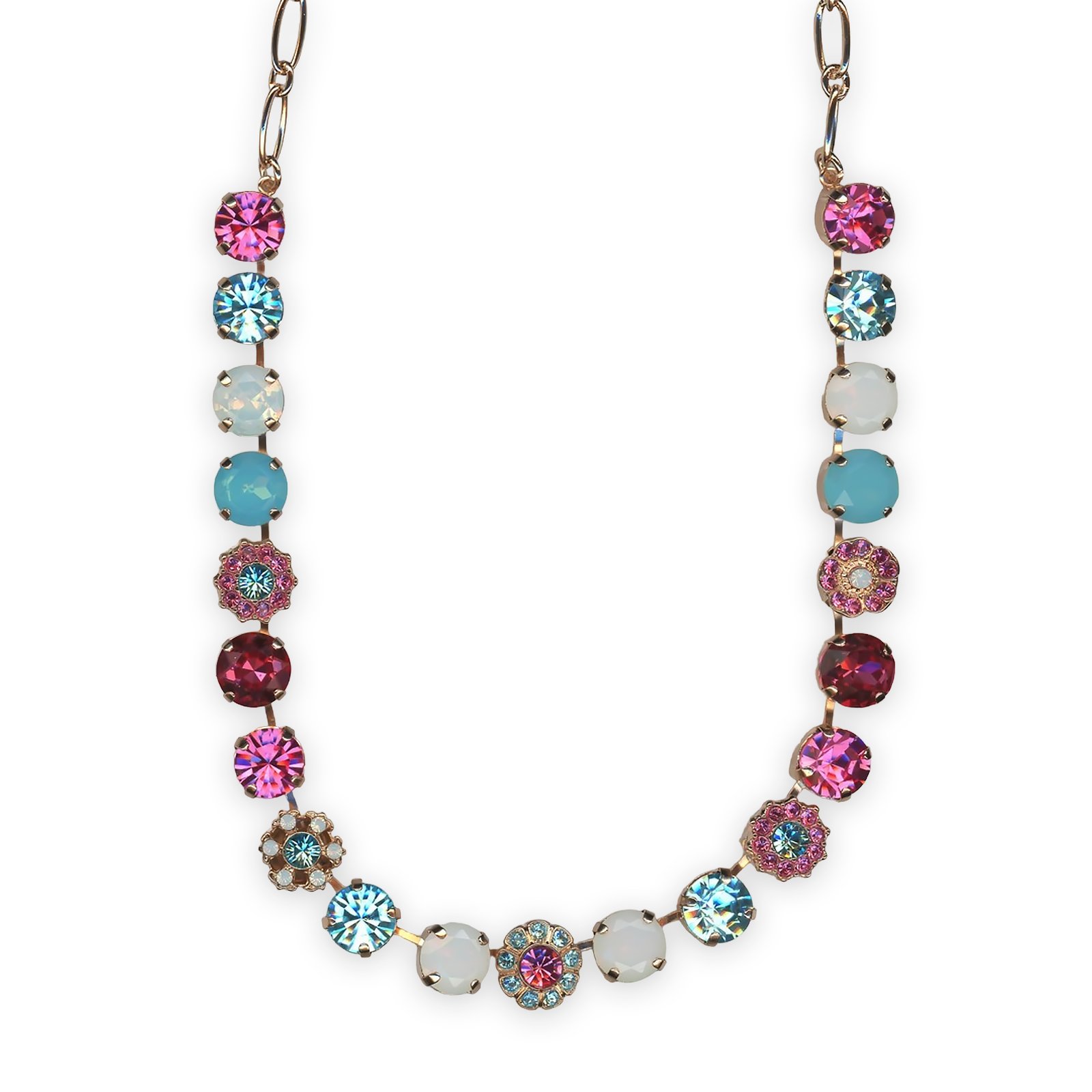 N-3174-1146-RG (1) Necklace by Mariana Banana Split Coll. Charming Rose, Aquamarine, White Opal, & Blue Opal Austrian Crystals - Image 1