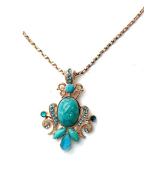 Necklace Pendant By Mariana Addicted to Love Coll. Turquoise, Aquamarine, & Blue Zircon Swarovski Crystals
