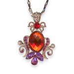 Necklace Pendant by Mariana Woman Classy Orange and Fuchsia Swarovski Crystals - Image 3
