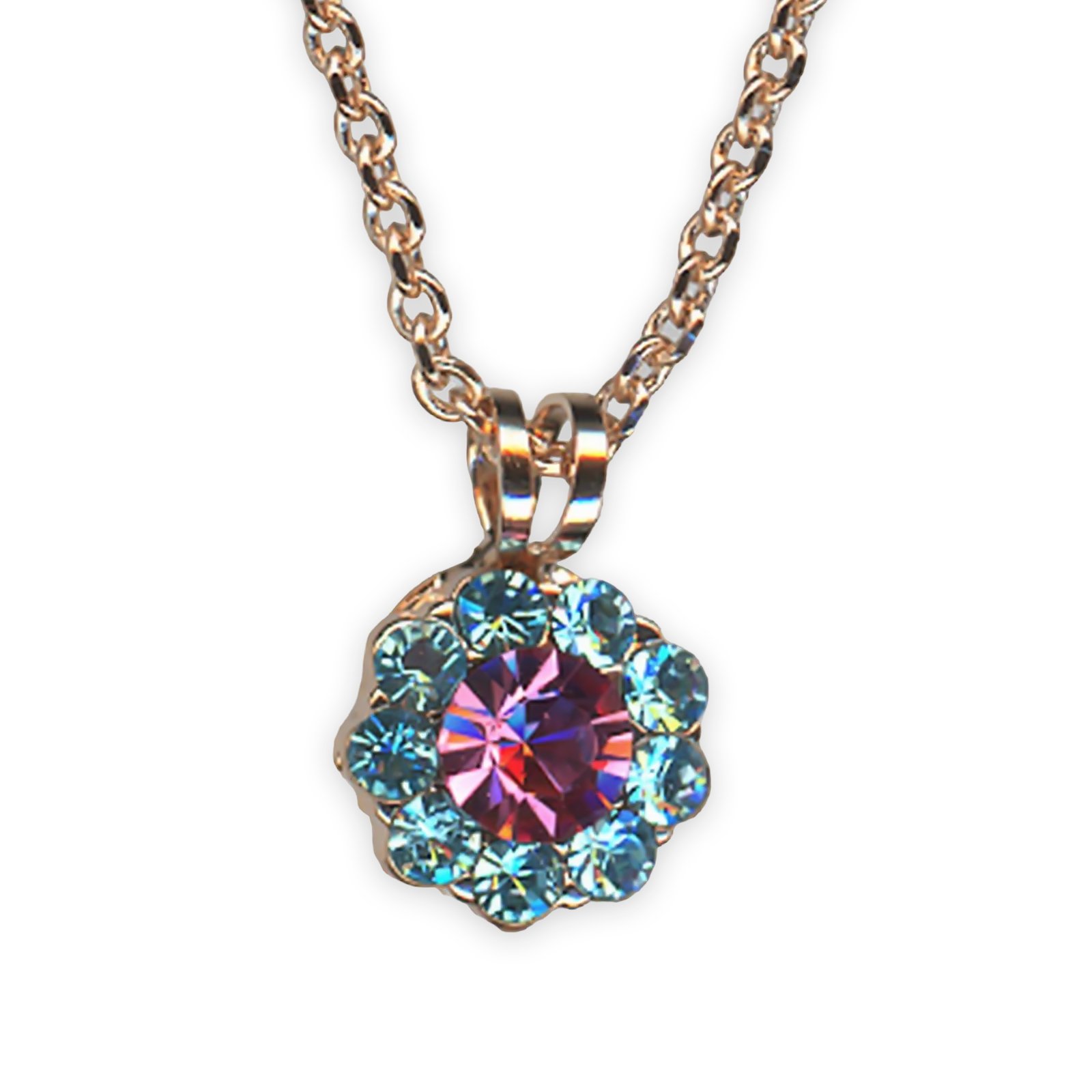 N-5035-1-1146-RG (1) Necklace Pendant by Mariana Banana Split Coll. Floral Rose & Aquamarine Austrian Crystals - Image 1